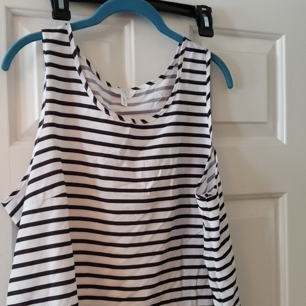 Time and Tru blouse - black and white stripes